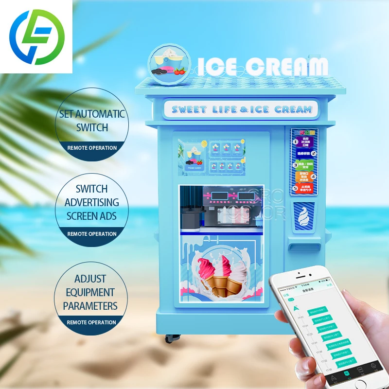 Popular Vending Ice Cream Robot Machine Customized Hot Selling Fully Automatic Coins Operated Robotic Arm Business Equipment