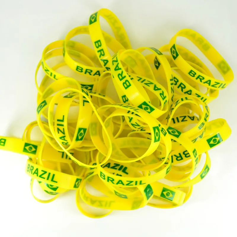 6x Brazil National Team Football Soccer Basketball Silicone Bracelet Bangle Wristband Sport Fashion Jewelry Party Gift