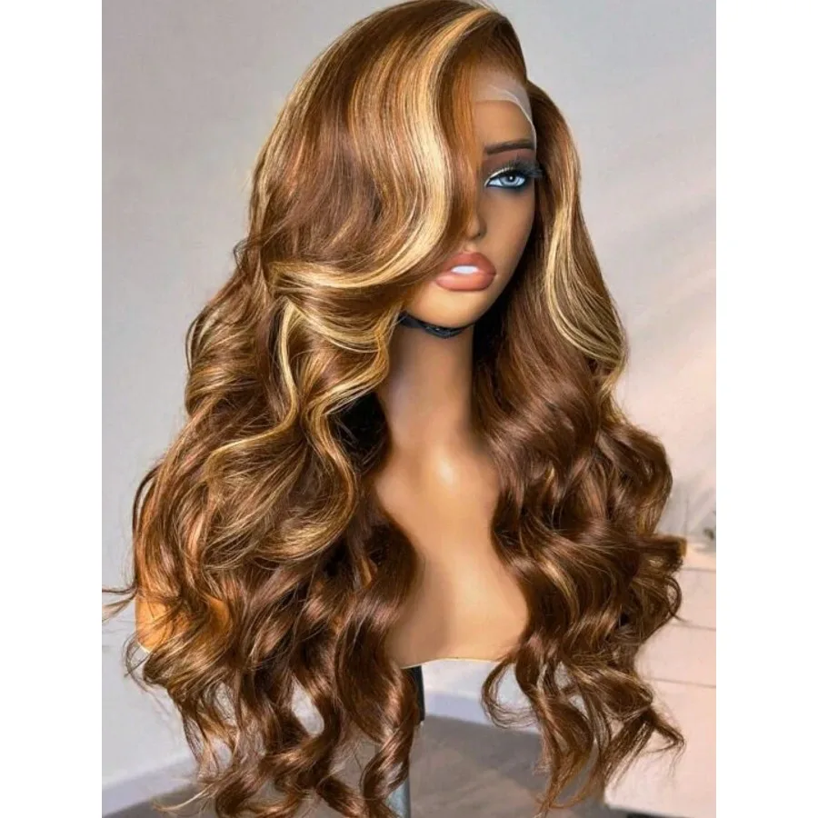 2026 Highlight Honigblonde Body Wave Echthaarperücke, Kleberlos, Vorgeschnitten, HD Transparente Spitze