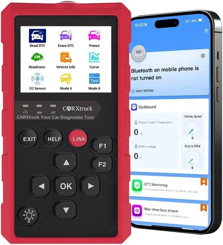 Wireless obd2 Scanner Diagnostic Tool,Bluetooth OBD2 Scanner for Android & iPhone,Check Engine Code Reader with Live Data, I/M Readiness & Fault Code Reset, for All Vehicles from 1996