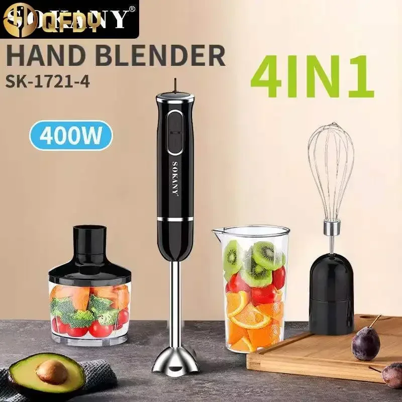 

4 in 1 Electric Stick Hand Blender 500W Food Processor 2 Mix Speed Egg Whisk Mixer Juicer Meat Grinder Handheld Stick Mixer Set