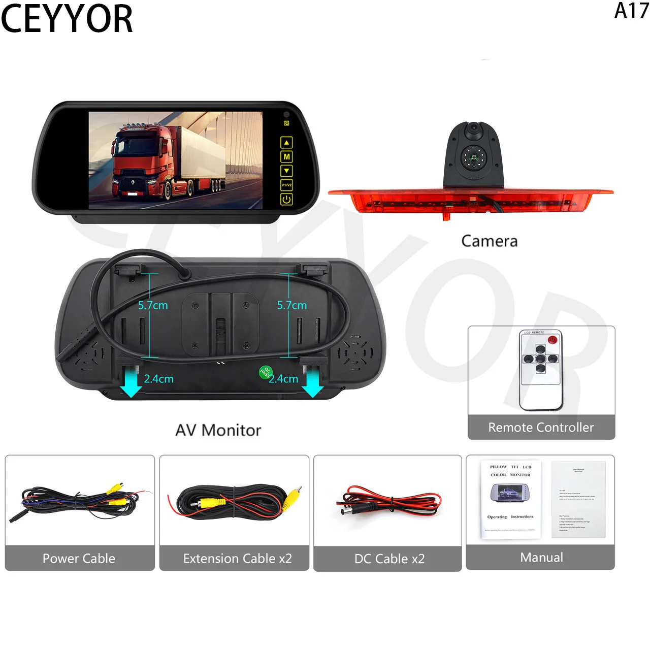 Dual-lens, rearview camera for Ford Transit 350 MK8 (since 2014) model, with 7-inch display screen