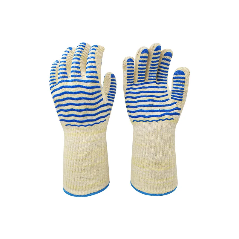 Hoch temperatur handschuhe 350 Grad 500 Grad Aramid Baumwolle Anti-Hot Wear Fünf-Finger-Handschuhe Ofen Küche