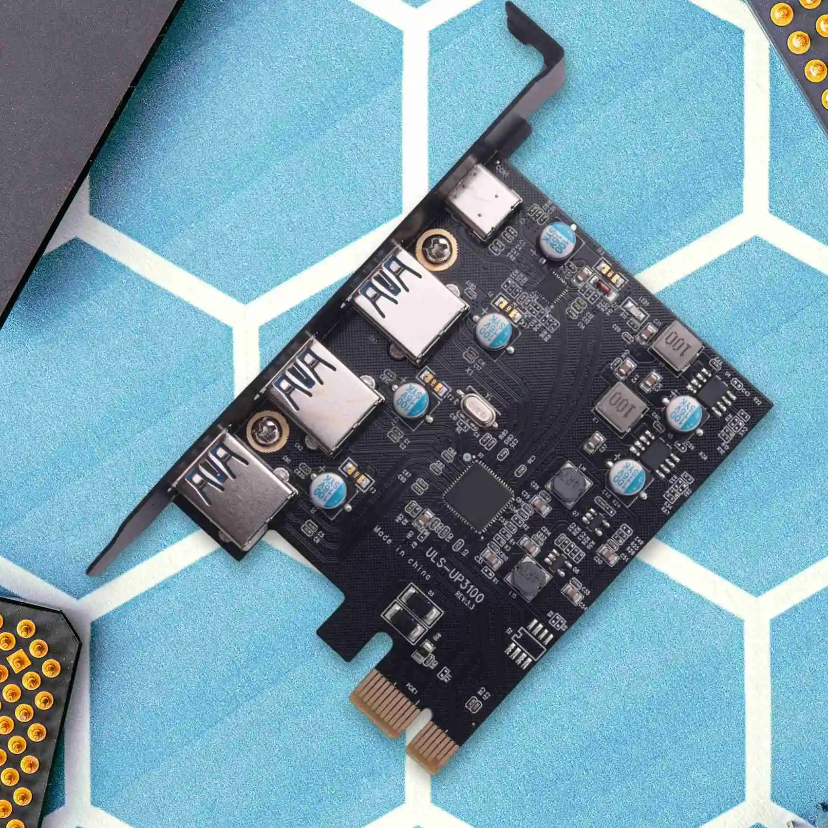 ABZW PCI-E إلى USB3.0 + بطاقة توسيع من النوع C (بطاقة PCIe) 3 منافذ مع بطاقة توسيع USB 3.0 PCI فائقة السرعة لنظام التشغيل Windows MAC OX