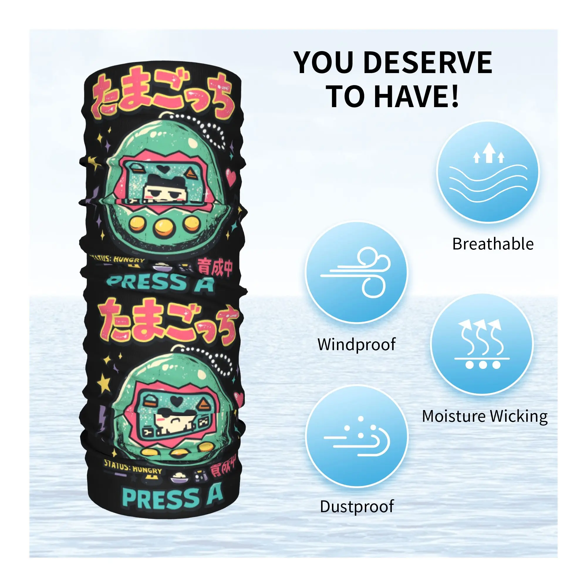 Game Tamagotchi Anime  Bandana Neck Gaiter Windproof Face Scarf Cover Women Men Feed Me Cartoon  Headband Tube Balaclava view 4