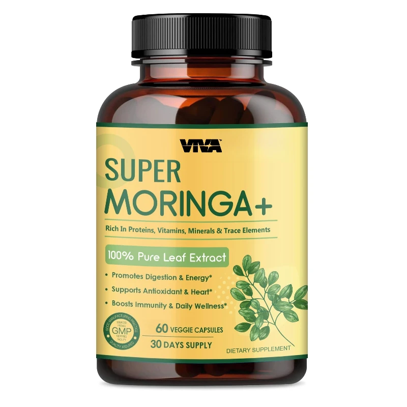 

Pure Moringa Capsules 8000 Milligrams Per Serving - Made From Organic Moringa Powder, Immune Support | Non GMO, Gluten Free