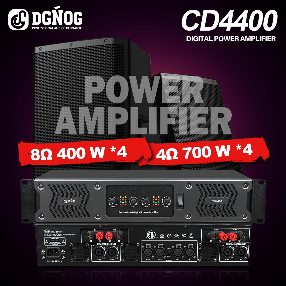 

DGNOG 4-канальный профессиональный цифровой усилитель мощности 4 Ом 700 Вт D класс звук аудио усилитель мощности сценический усилитель