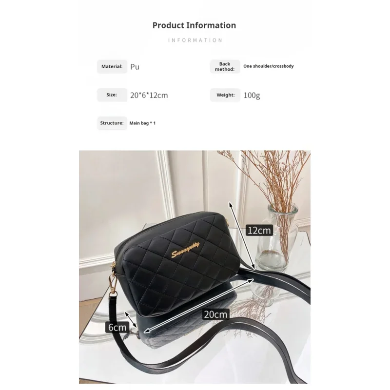 2026 tassel women's small crossbody bag trend diamond grid embroidery camera women's shoulder bag fashion chain crossbody bag