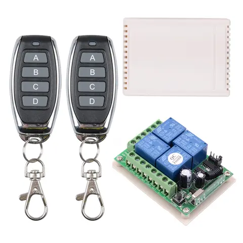 차고 및 게이트 컨트롤러 용 433 MHz 무선 범용 원격 제어 스위치 DC 12V 4CH RF 릴레이 수신기 및 송신기