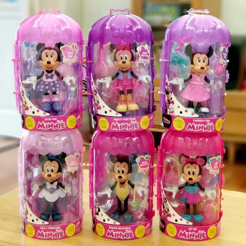 Disney Cartoon Toys Mickey Mouse Minnie Doll Dress-up Girls Play House Action Figures Collectible Ornaments Kids Birthday Gifts