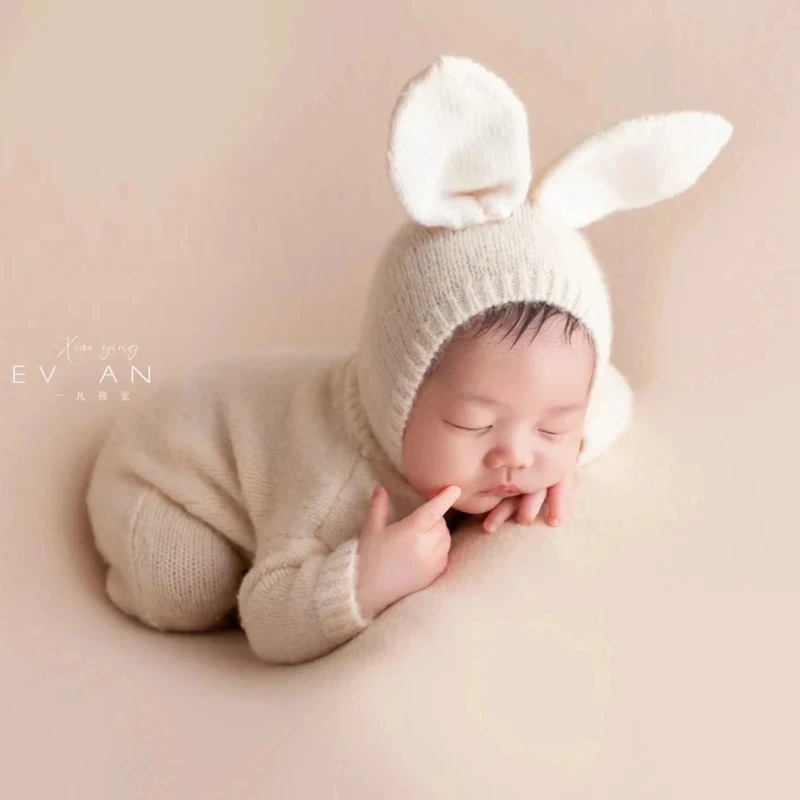 Newborn Photography Set Rabbit Bodysuit 1 Month Infant Clothing Winter Infant Clothing Male Infant Accessories Gift