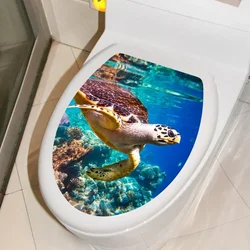 1pc DIY Undersea Animal Pattern Bathroom Decor 3D Toilet Seat Sticker PVC Art Wallpaper Removable Bathroom Decals Toilet Sticker