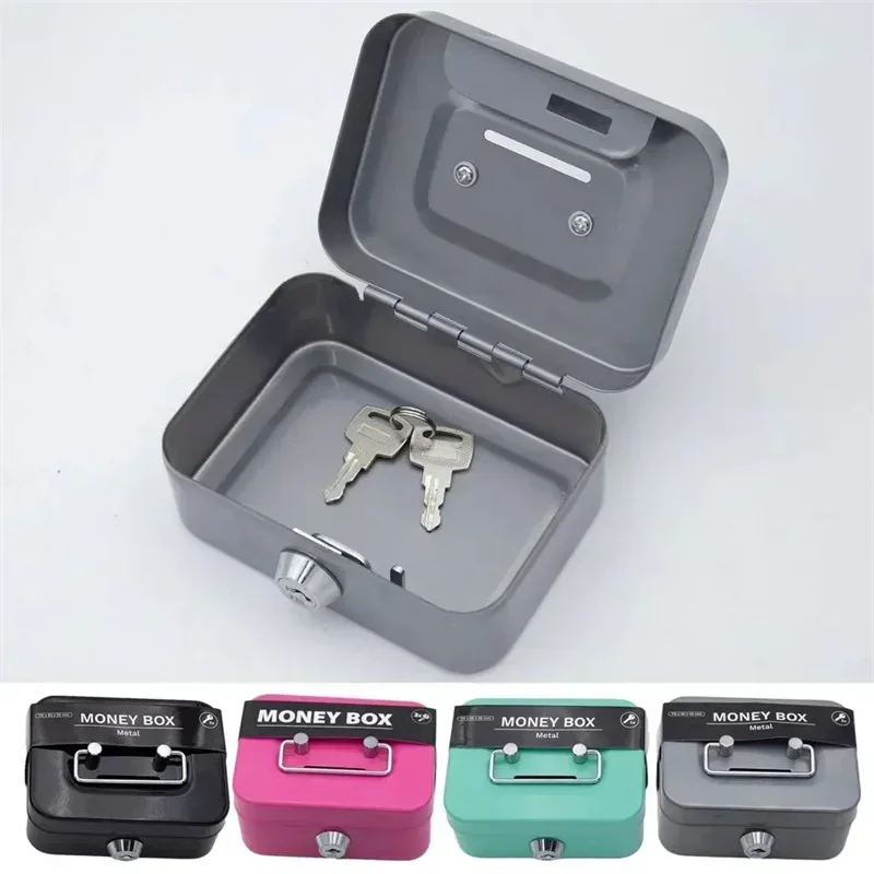 Metal Cash Box Mini Safe Lock Box Money Bank Metal Coin Bank Security Box Sturdy Cash Portable for Kids Coin Collection