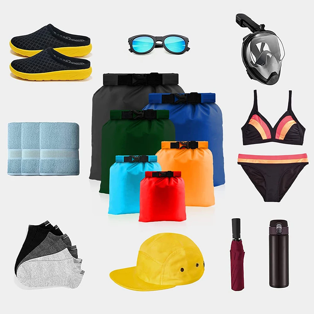 Bolsas secas impermeables para exteriores, bolsa de compresión enrollable, almacenamiento para Rafting y Camping, equipo de senderismo multiusos, bolsas a prueba de agua, 6 uds.