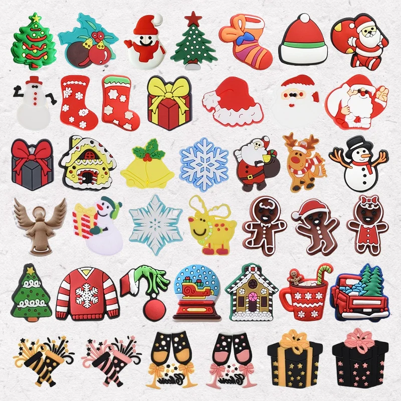 

wholesale Merry Christmas Santa Claus PVC Sandals Charms Accessories Clogs Kids Shoe Buckle Fit Phone Case Holiday Gift