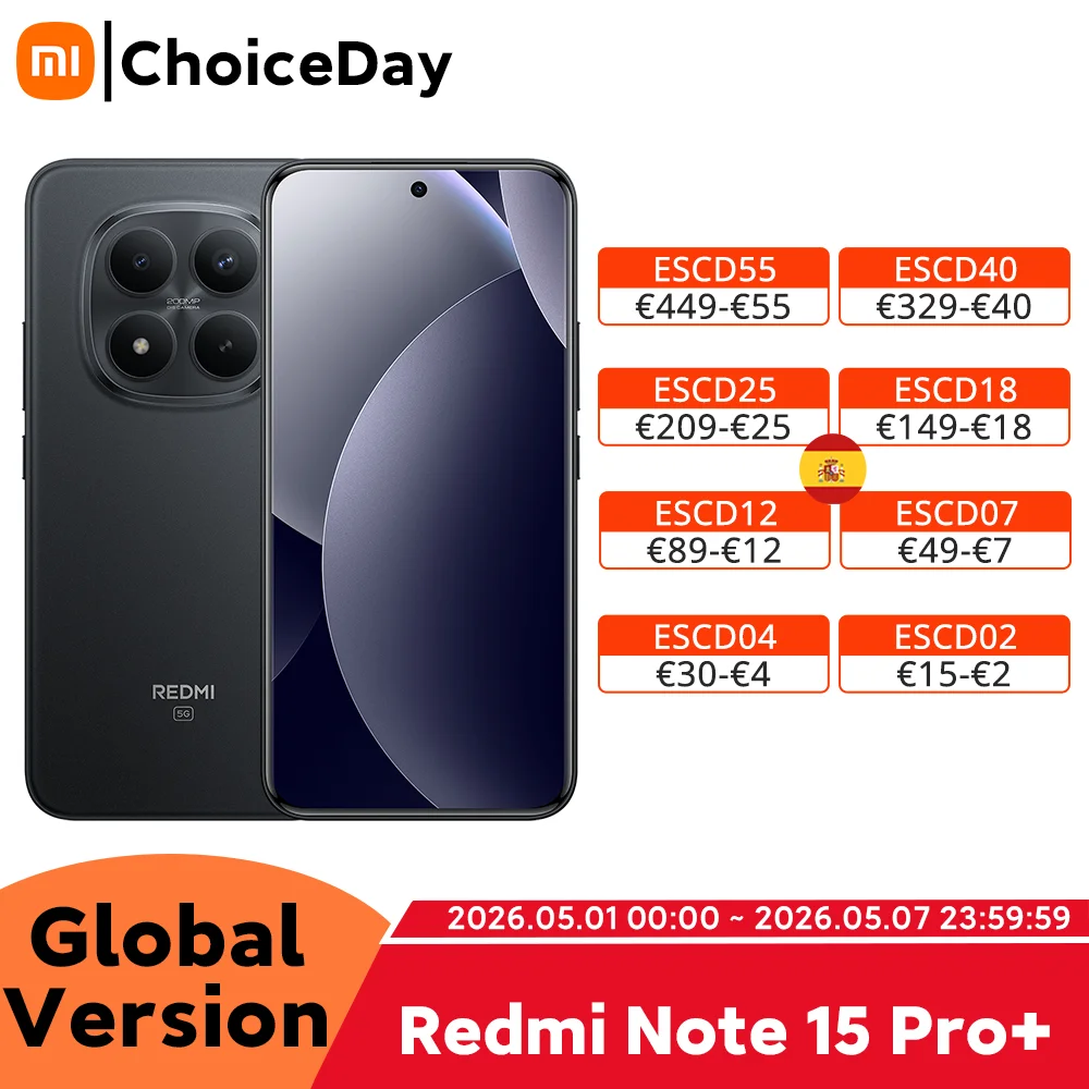 Versión Global del Teléfono Inteligente Redmi Note 15 Pro+, Batería de 6500 mAh y 100 W, Snapdragon 7s Gen 4, Cámara Principal de 200 MP con OIS, Teléfono Móvil Xiaomi