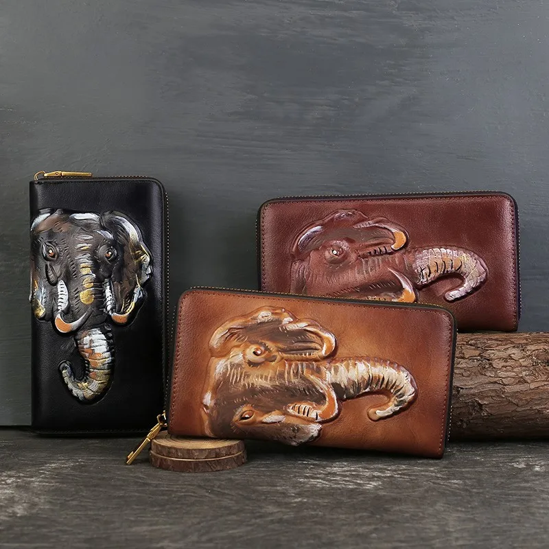 Johnature Retro Genuine Leather Women's Long Wallet 2026 New Natural Cowhide Animal Pattern Embossed Phone Purse Card Holder