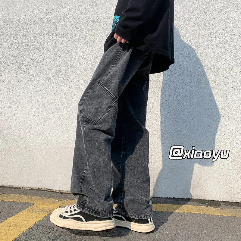 

Мужские рабочие джинсы в американском стиле, прямые широкие брюки свободного кроя, длинные брюки, модные брендовые брюки на весну и осень