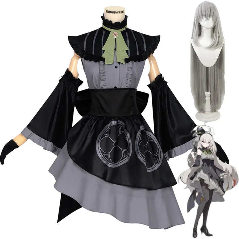 

FC6Anime Game Blue Archive Utazumi Sakurako Cosplay Costume Black Grey Skirt Lolita Uniform Wig Woman Sexy Cute Carnival Su@FC8！