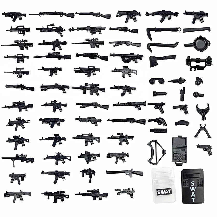 WW2 Military Weapons Mini Guns cannon MOC Series Guns Assault Soldiers Army DIY Building Blocks Soldier Bricks Toys For Boy Gift