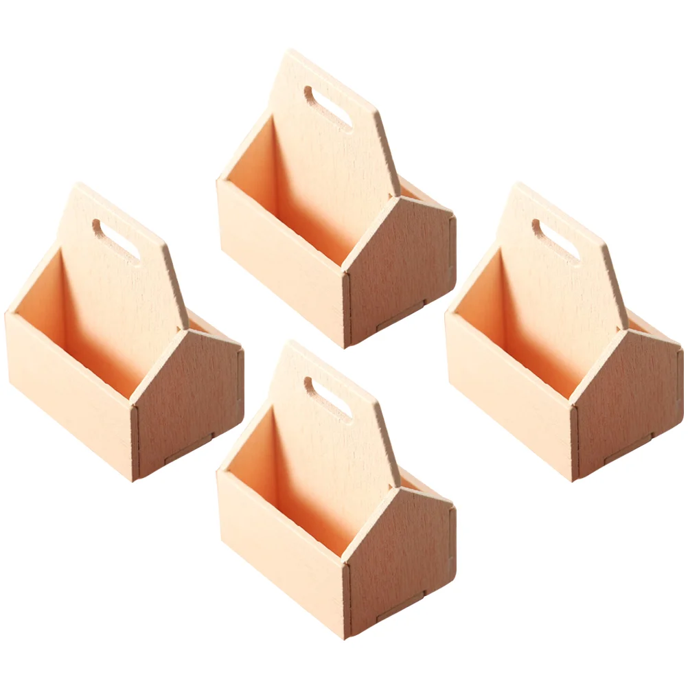 

4 Pcs House Storage Box Mini Accessories Miniature Basket for Model Figurine Decor Tiny Homes