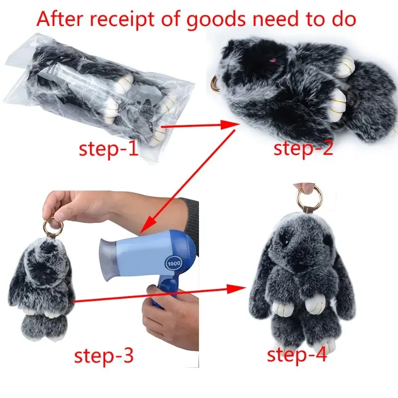 Fluffy Real Rabbit Fur Pompon Bunny Keychain Trinket Women Toy Pom Pom Rabbit Key Tags For Girls Bag Car Key Chain Jewelry Gifts