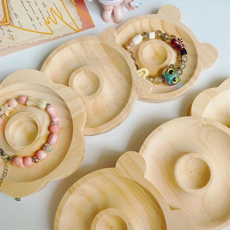 Natural Wood Board Plate Beading Tray Jewelry Measuring Tools Craft Gift Bracelet Stand Store Display Plate for Table Beading Tr