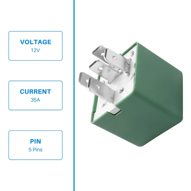 12V 35A 5 Pins Cooling Radiator Fan Relay Green 6547TX for Peugeot 206 207 306 307 406 407 807