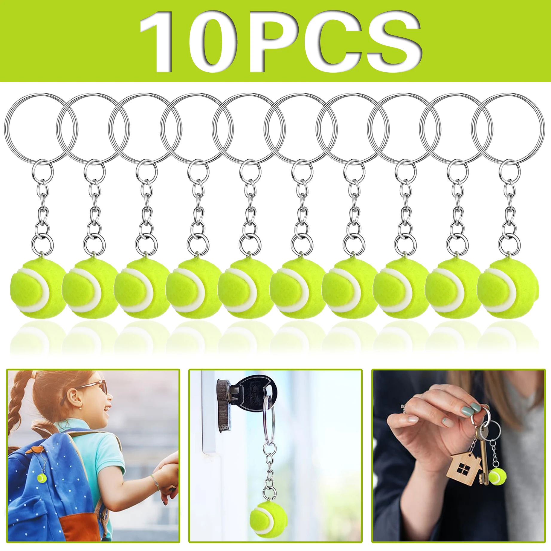 10 pçs chaveiro de tênis verde presentes de jogo de tênis mochila chaveiro festa havaiana favores presentes mini bola de tênis chaveiros