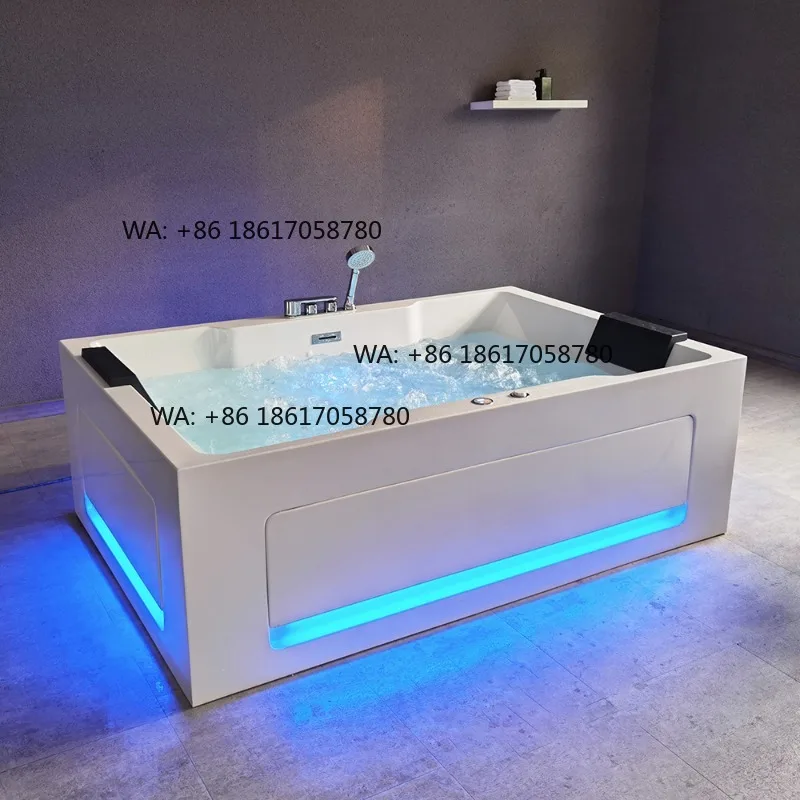 Hot Sale Massage Bathtub Whirlpools Massage Double Person Bathtubs With Pillow Led Lights Massage Jets Balneo Baignoire