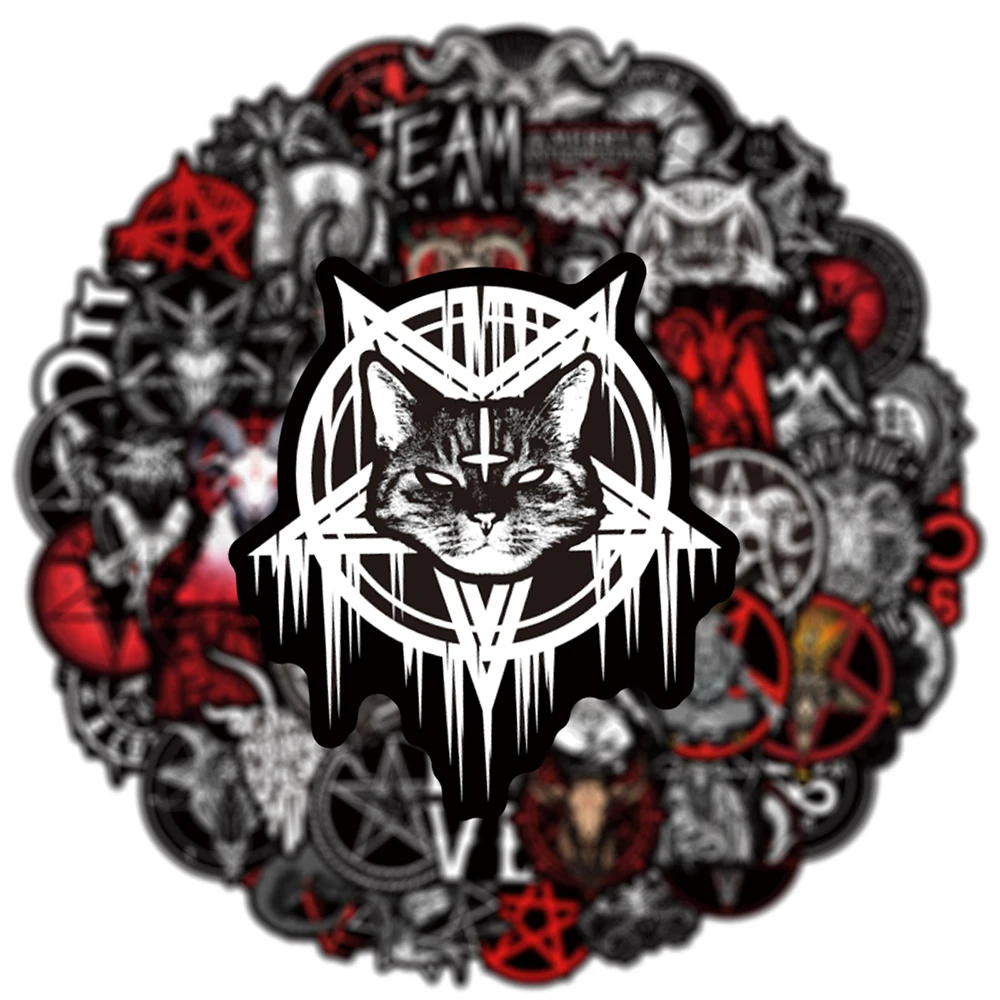 10/30/50pcs Cool Dark Satan Gothic Stickers Horror Demon Graffiti Decals DIY Scrapbook Laptop Fridge Waterproof Sticker Packs