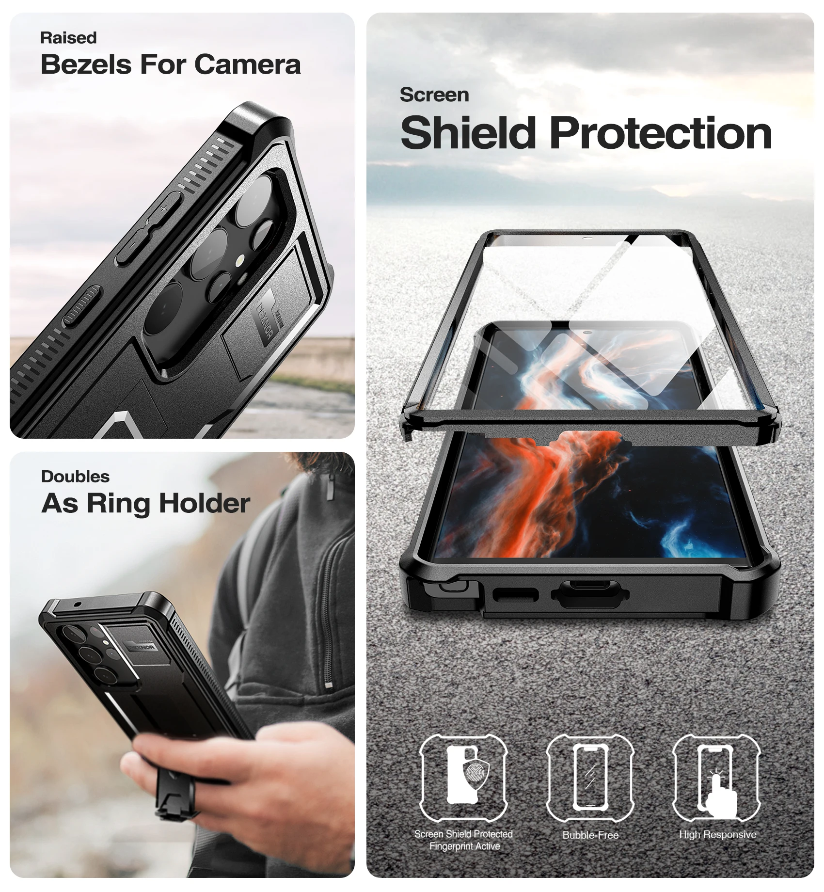 Full Body Heavy Duty Military Grade Protection Built-in Screen Protector and Kickstand for Samsung Galaxy S23 Ultra Case6.8 inch
