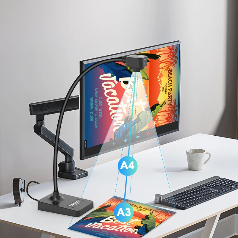 كاميرا مستندات USB للمعلمين، كاميرا ويب للتعلم عن بعد، كاميرا تركيز يدوية، مع ميكروفون، قابلة للطي لنظام التشغيل Mac OS، Windows، Chromebook #2