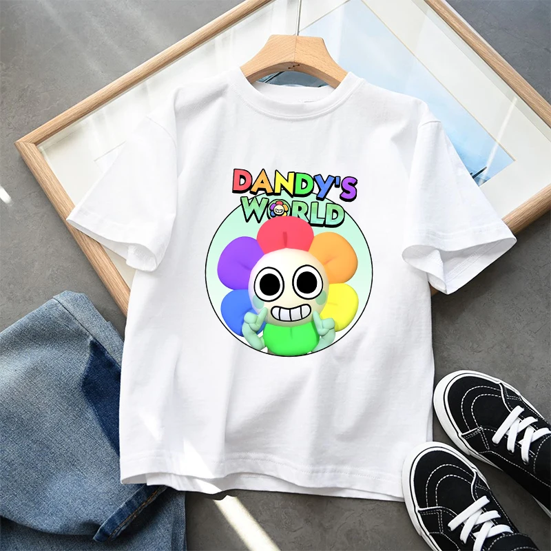 

Dandys World Kids Short Sleeve T-Shirt Summer Casual Cotton Tee Shirt Cartoon Game Peripheral Pullover Boys Girls Breathable Top