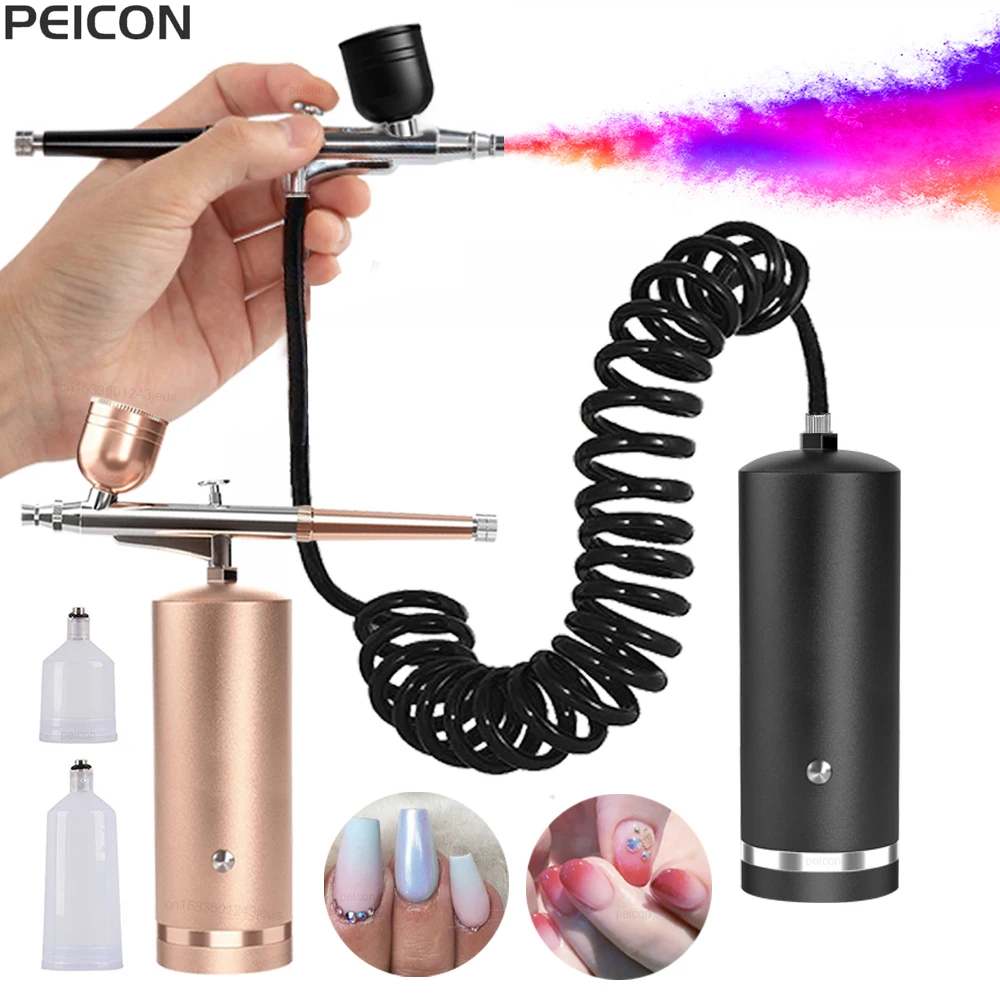 

Аэрограф с компрессором Портативный аэрограф для ногтей Пистолет-распылитель для дизайна ногтей Живопись Ремесла Аэрограф для ногтей с компрессором