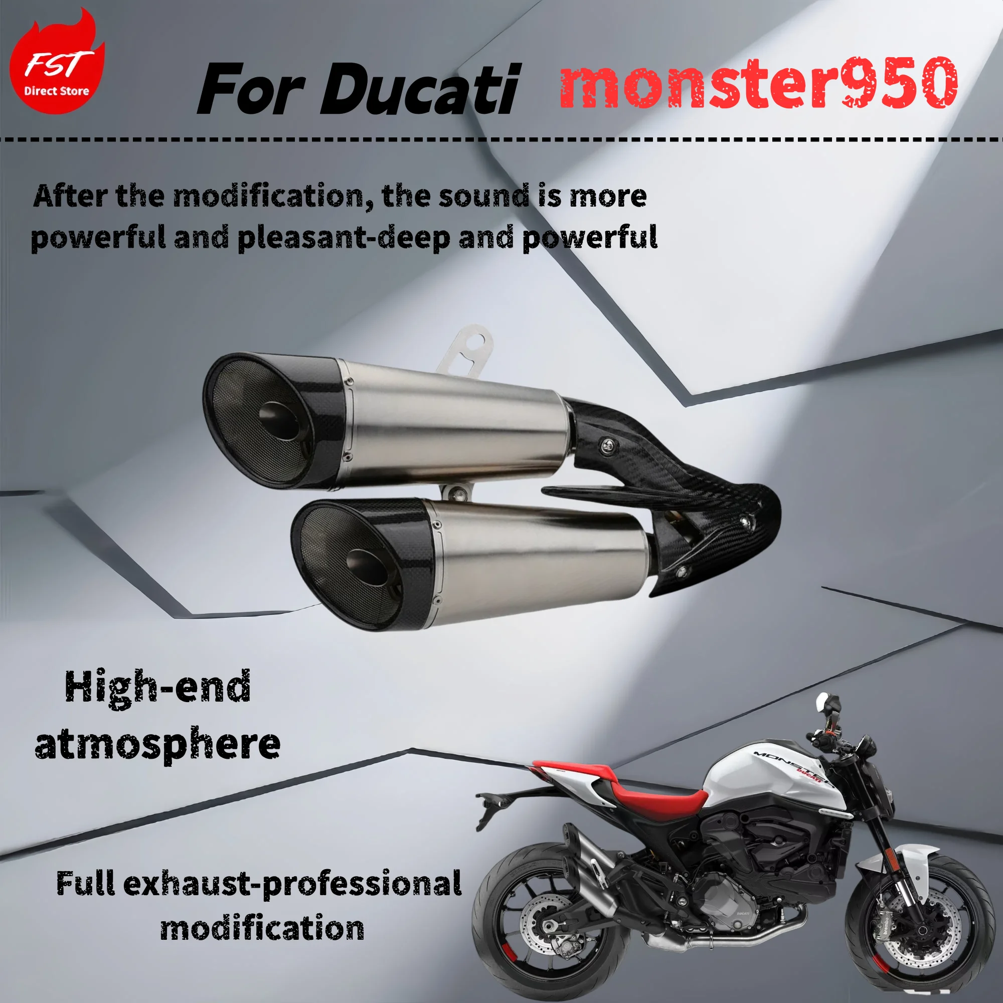 

For Ducati monster950- 937Modified mid-front exhaust pipe - The sound is deep, rich and powerful