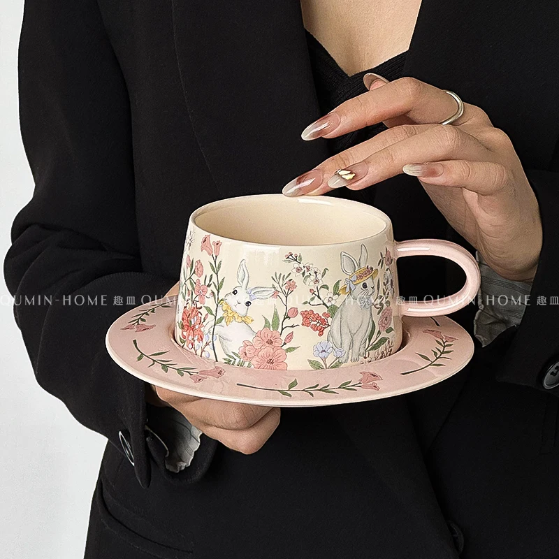 Taza bonita y elegante, platillo para pareja de té, vajilla de porcelana, tazas de café de cerámica para café, vajilla de cerámica Tania de lujo