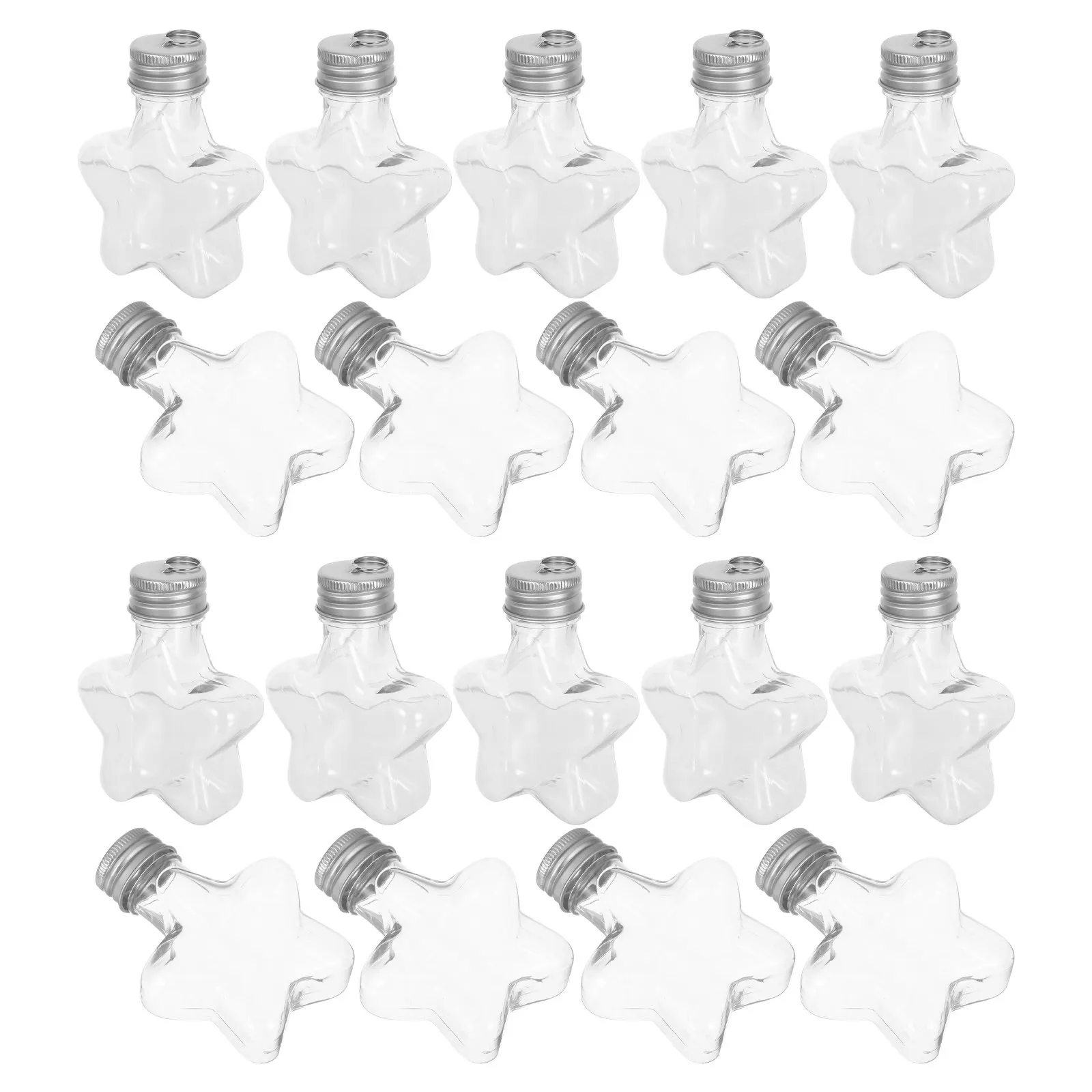 20Pcs Star Shaped Clear Plastic Fillable Ornaments Hanging Caps for Christmas DIY Candy Drinks Wishing Bottles Decorations