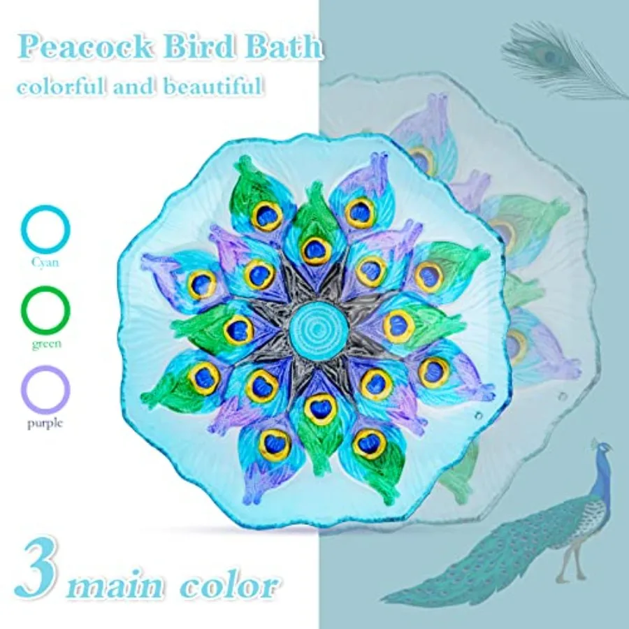 【Spot goods】Hanging Bird Bath - Bird Baths for Outdoors Peacock Glass BirdBath Outdoor Birdfeeders for Garden and Patio Decor view 4