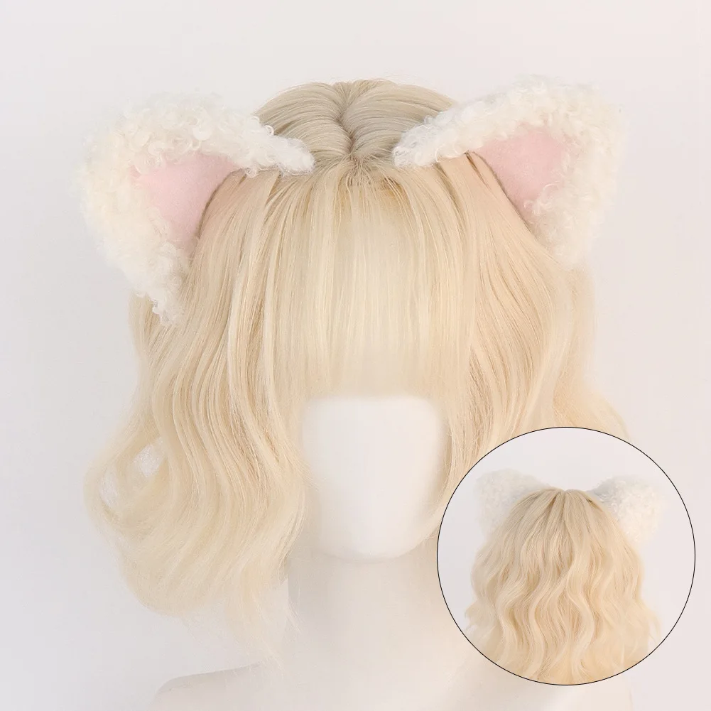 2Pcs/set Kawaii Lolita Furry Anime Performance Cat Ear Headband Tail Comic-Con Cosplay Animal Plush Simulation Accessories
