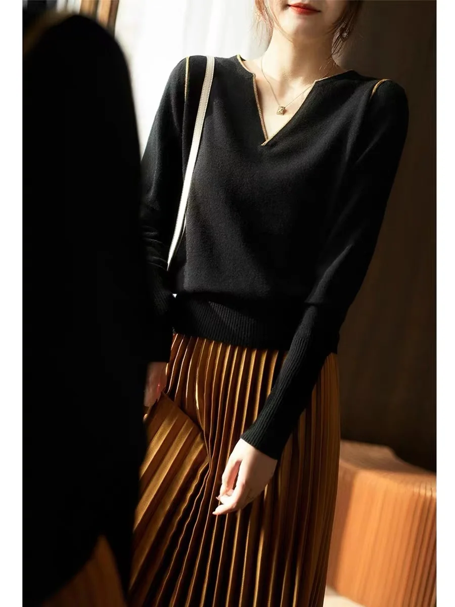 Autumn Winter New cashmere Sweater Woman V-Neck Pullover  Casual Knitted Tops Cashmere Female Sweater