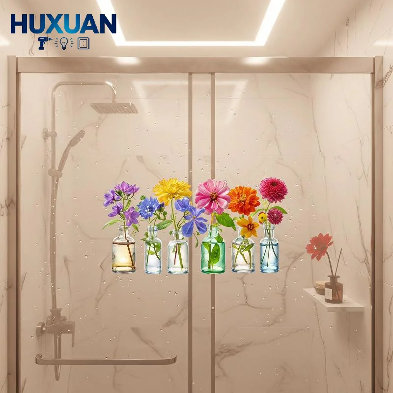 Colorful Wildflower Glass Window Static Stickers Removable Waterproof for Living Room Bedroom Kitchen Office Decoration
