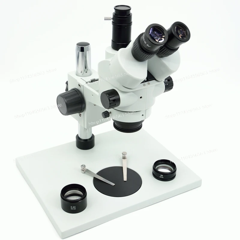 4X-100X Lab Trinocular Stereo Microscope - Simul-Focal Design with 8X-50X Continuous Confocal Zoom