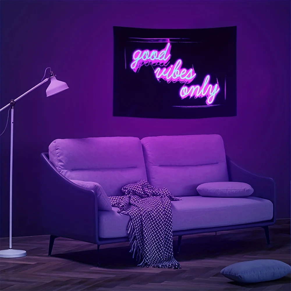 VIKAMA Neon Light Track City Tapestry Gradient Color Living Room Gaming Room Decoration Cyberpunk Holographic Art Backdrops