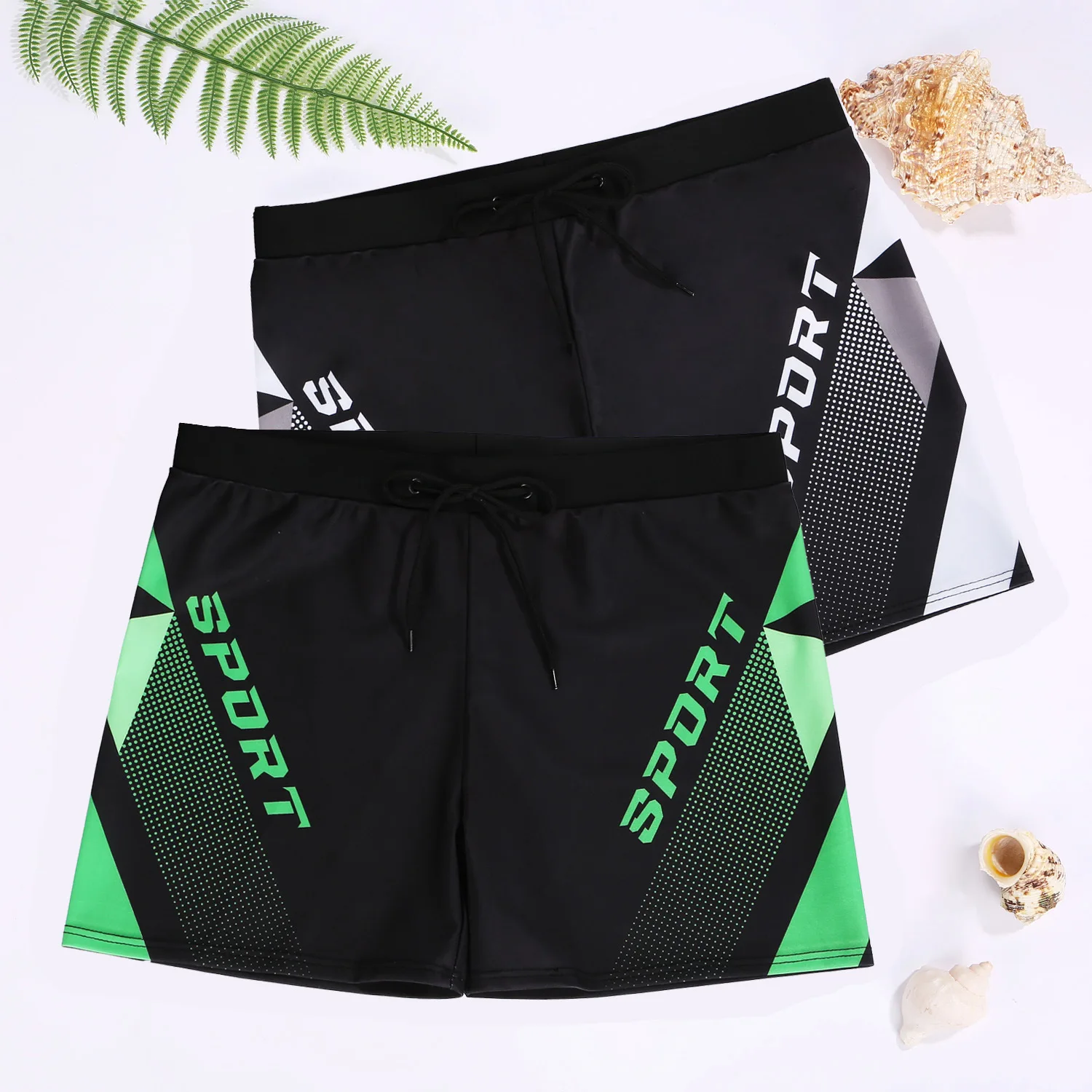 

Men's Quick-Dry Swim Trunks Flat-Lay Breathable Fashion Swimwear Large Size Anti-Embarrassment