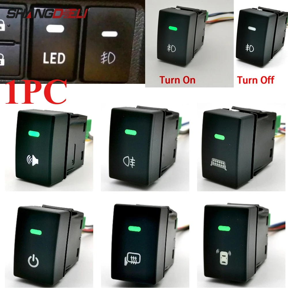 

1 шт., 12 В постоянного тока, автомобильный светодиодный DRL, радар, включение и выключение, противотуманные фары, кнопка переключения зеркала с проводом, подходит для Honda HRV VEZEL 2017-2021