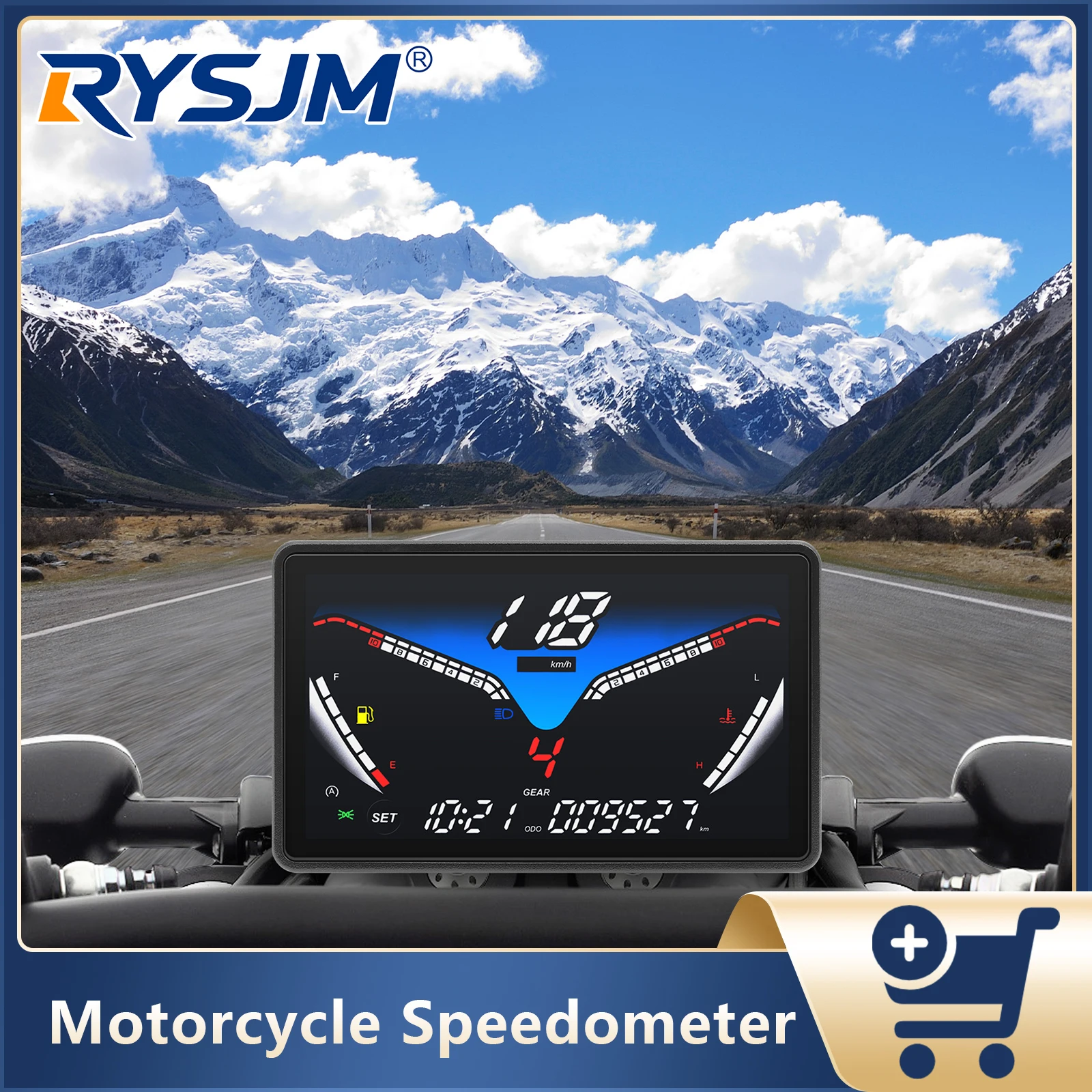 LED-Motorrad-Tachometer Digitaler Drehzahlmesser Kilometerzähler Ganganzeige Mit Sensor/Halterung Wassertemperatur-Kraftstoffanzeige Wasserdicht