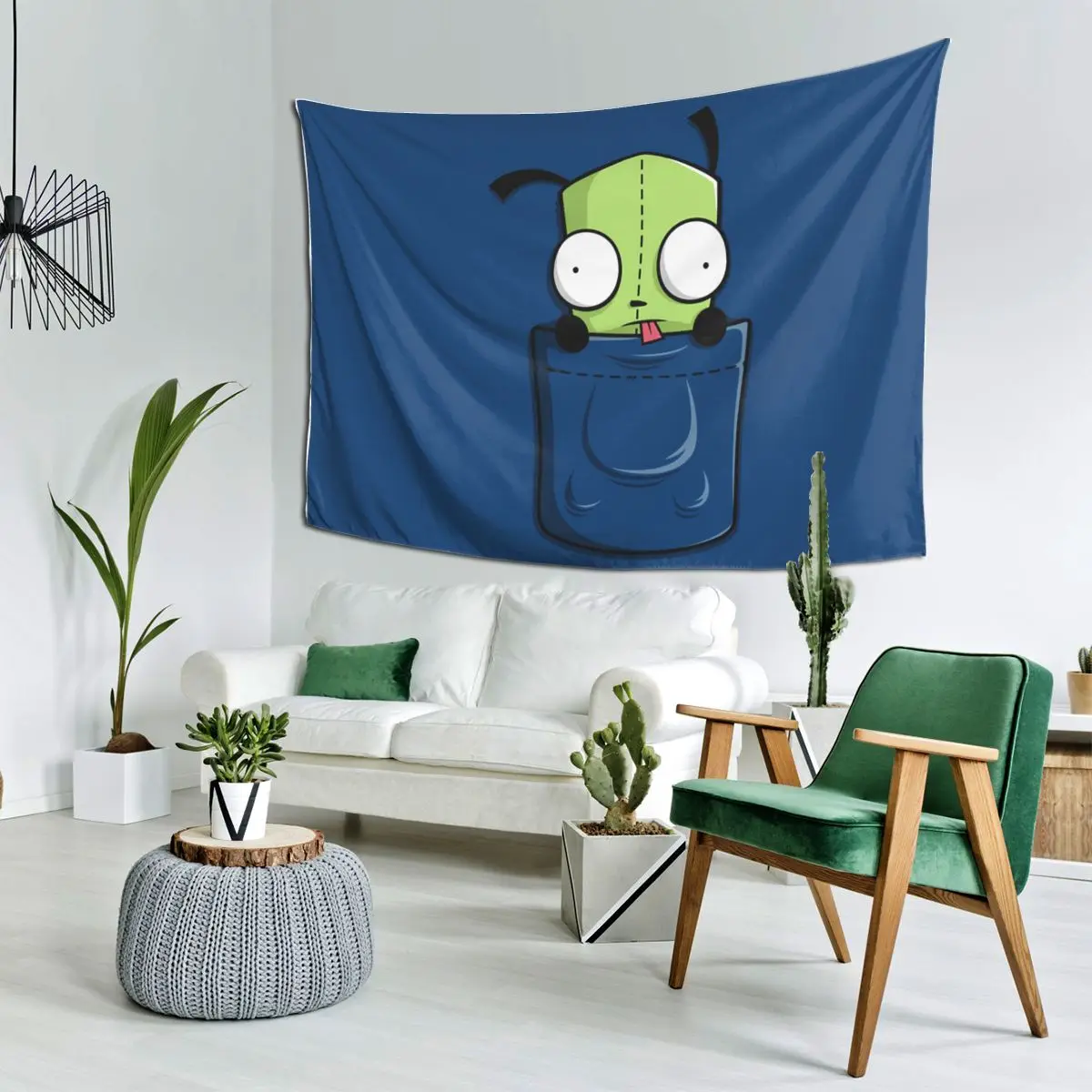 Pocket Spare Parts Invader Zim Gir Tapestry Decor Art Aesthetic Tapestries for Living Room Bedroom Home Wall Cloth Wall Hanging