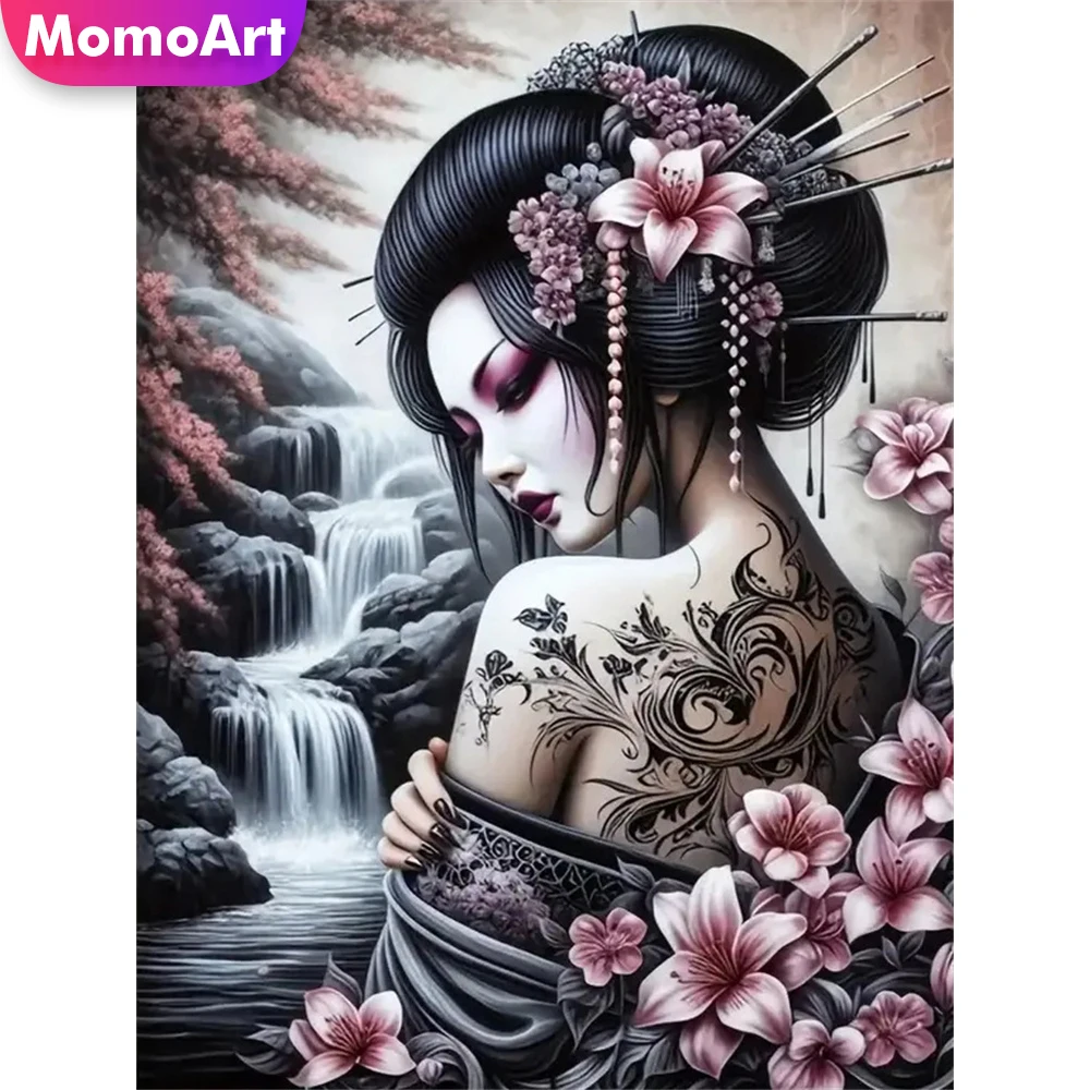 Momoart Diamond Painting Woman Portrait Craft Kit Mosaic Waterfall DIY Full Square Round Diamond Embroidery Flower Handicraft