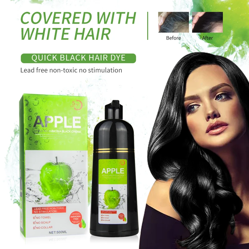 Mokeru 2pcs/Lot Apple Dye Cream For Men Black Shampoo For Women